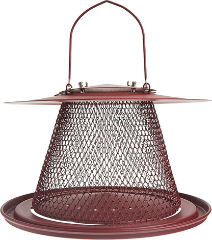 Perky-Pet Red Cardinal Wild Bird Feeder, 2.5 lb Seed Capacity | Holds Up to 15 Birds Simultaneously, Metal Hanging Feeder for Outdoors, Mesh Design, Built-In Hook & Circular Tray, C00322