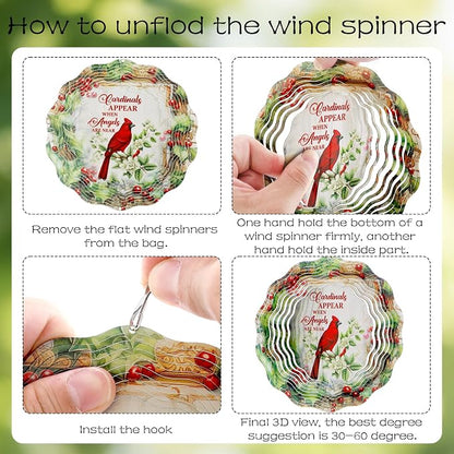 Cardinal Gifts Wind Chimes - Metal Windchimes with 3D Wind Spinner | Outdoors Garden Patio Lawn Yard Indoor Balcony Decor Home Art Hanging Birthday Gift for Women Men Mom Grandma Friends