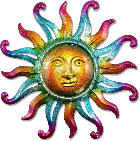 Miyolo Metal Sun Wall Decor Outdoor Sunface Yard Art for Porch Door Patio Garden Home Indoor Sculpture Decorations