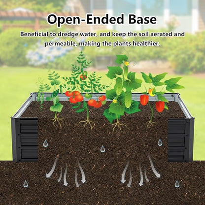 Thanaddo Galvanized Raised Garden Bed 4x3x1ft Outdoor Planter Box Galvanized Steel Garden Bed Kit for Vegetables, Flowers, Herbs and Succulents Black