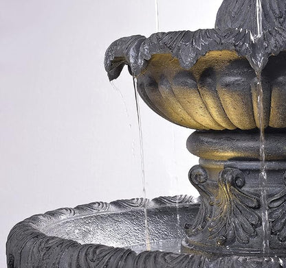 Kenroy Home 51010ZC Ibiza Outdoor Floor Fountain with Gray Finish, Classic Style, 45" Height, 25.5" Width, 25.5" Depth, Zinc