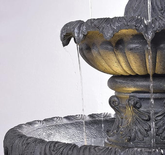 Kenroy Home 51010ZC Ibiza Outdoor Floor Fountain with Gray Finish, Classic Style, 45" Height, 25.5" Width, 25.5" Depth, Zinc