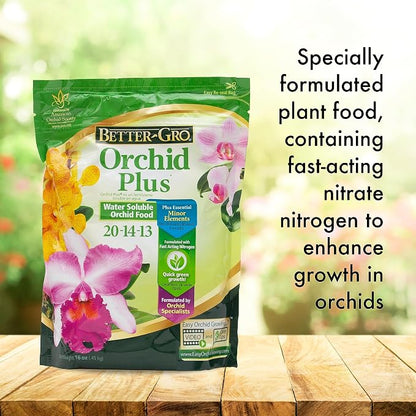 Better-Gro Orchid Plus 20-14-13 - Urea-Free Orchid Fertilizer for Vigorous Growth, Water Soluble & Special Orchid Mix - Premium Grade Orchid Bark Potting Mix for Potting, Repotting