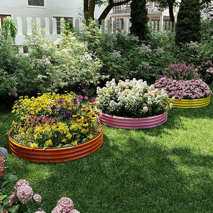 ZFHgarden Galvanized Metal Planter Round Raised Garden Bed Kit for Gardening Outdoor，2x2x1ft Grow Garden Box Raised Flower Bed，Round Galvanized Planter Outdoor Metal Fire Pit Ring