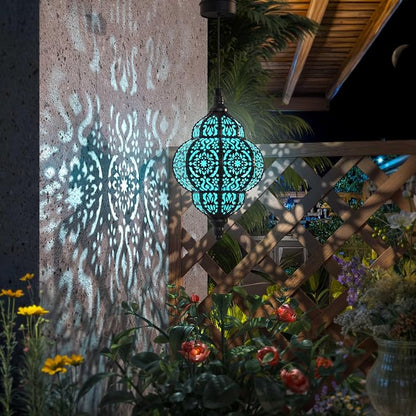 Hapjoy Hanging Solar Lights Outdoor Garden Decor Solar Lantern Waterproof Plastic Moroccan Outdoor Decorations for Patio Pathway Yard Backyard Garden Decorative (2, Black)