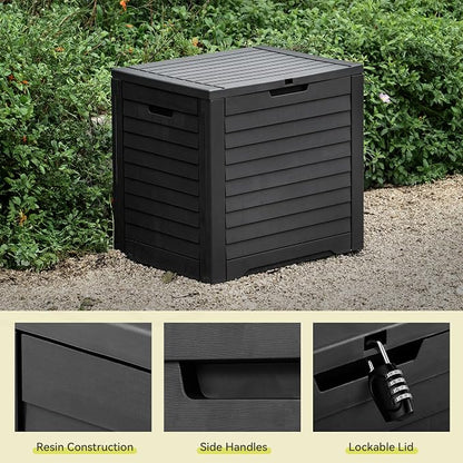 YITAHOME 35 Gallon Outdoor Storage Box | Waterproof Resin Deck Box and Package Delivery with Lockable Lid for Patio Furniture Cushions, Pool Accessories, Garden