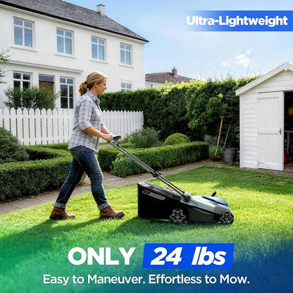 16-Inch Electric Lawn Mower, 40V Brushless Cordless Push Mower with 4.0Ah Battery & Charger, 2-in-1 Mulching/Bagging, 6-Position Height for Small Yards