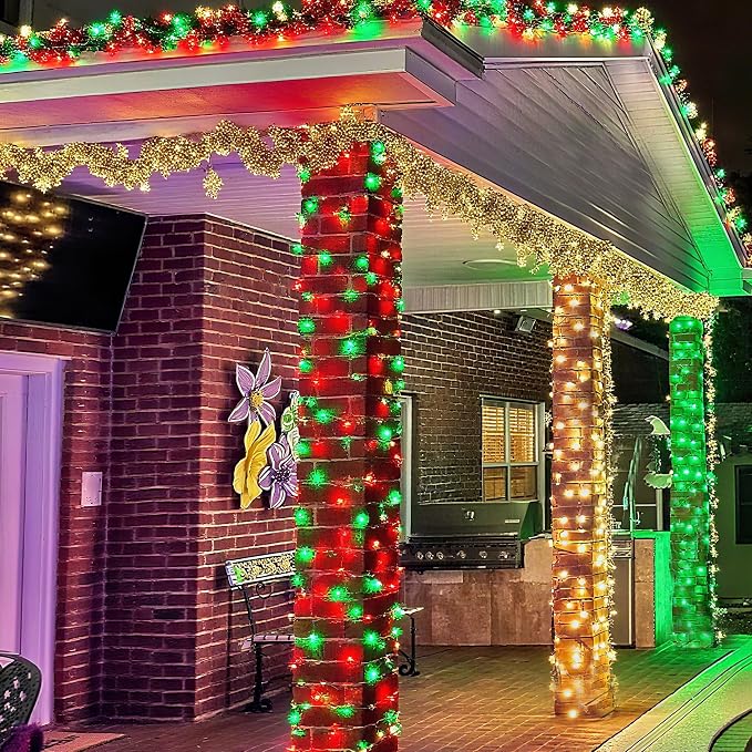Joomer Christmas String Lights - 66FT 200LED Plug-in RGB String Lights | with Remote, Waterproof Outdoor Indoor with Timer Memory Function for Tree, Yard, Christmas Decor (Non-Connectable)