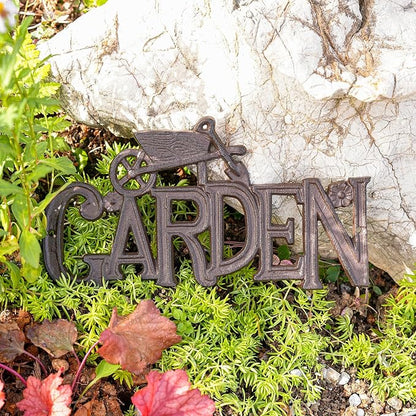 Sungmor Vintage Cast Iron GARDEN Plaque,Decorative Heavy Duty Wall-mounted Signs,Rustic Farmhouse Outdoor Wall or Fence Decor for Garden