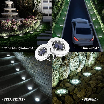 SOLPEX Solar Lights Outdoor Waterproof, 8 Pack Solar Ground Lights, Solar Garden Lights Landscape Lighting for Pathway Driveway Patio Backyard Walkway (Cool White)