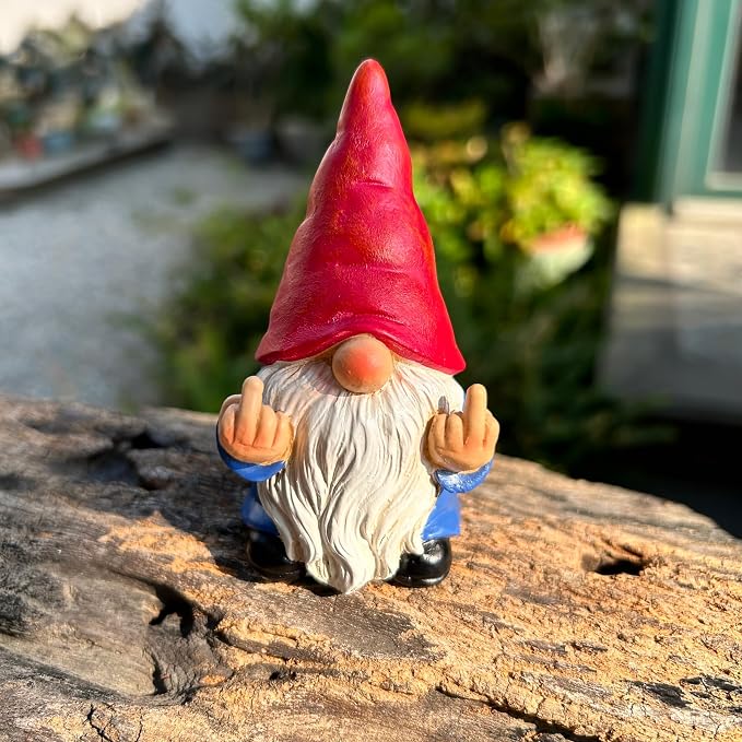 Middle Finger Gnome Mini 3.5in,Double Bird Gnome - Naughty Funny Outdoor Decoration for Yard Patio Lawn Ornament and Home Decor,Fairy Garden