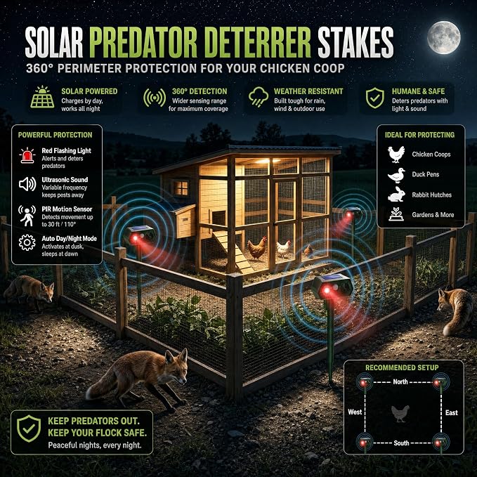 4Pack Sonic Fortress Pro Deer Repellent Outdoor, 2026 New Solar Ultrasonic Animal Repeller with Motion Activated Strobe Light to Keep Squirrel Raccoon Rabbit Cat Pests Out of Yard Skunk Deterrent