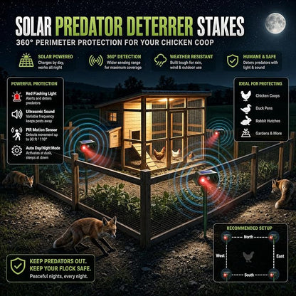 4Pack Sonic Fortress Pro Deer Repellent Outdoor, 2026 New Solar Ultrasonic Animal Repeller with Motion Activated Strobe Light to Keep Squirrel Raccoon Rabbit Cat Pests Out of Yard Skunk Deterrent
