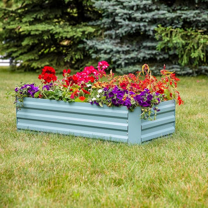 Sunnydaze Galvanized Raised Garden Bed - Outdoor Planter Box for Backyard or Patio - Steel Metal Raised Bed for Gardening Vegetables, Flowers, Herbs - 47 x 23 x 12 in - Green - Rectangle