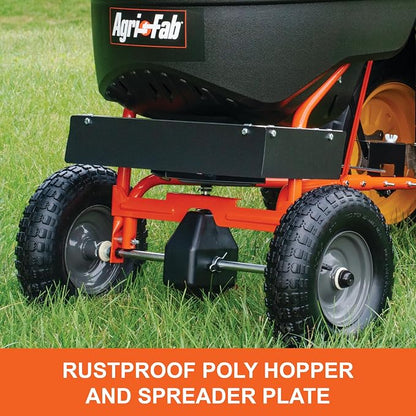 Agri-Fab Tow Behind Broadcast Spreader for Seed, Fertilizer, Salt and Ice Melt, 110 lb Capacity Lawn and Garden Spreader with 10 Ft Spread Width