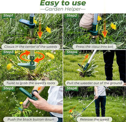 Walensee Weed Puller, Stand Up Weeder Hand Tool, Long Handle Garden Weeding Tool with 3 Claws, Hand Weed Hound Weed Puller for Dandelion, Standup Weed Root Pulling Tool and Picker, Grabber (1 Pack)