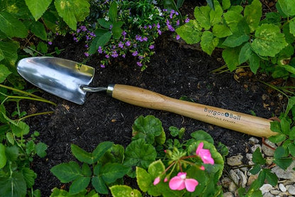 Burgon & Ball Mid-Handled Stainless Steel Trowel, Wood Grip