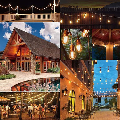 SUFEIMAS Outdoor String Lights LED 150FT with 46 Sockets 48pcs S14 Shattreproof Edison Bulbs,Dimmable LED Outdoor String Lights for Outside, Patio,Backyard, Market, Cafe (2 * 75FT)