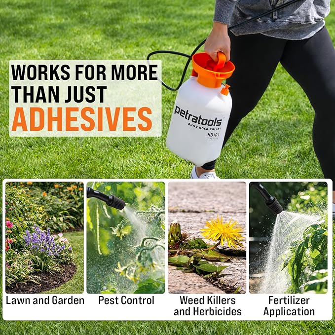 PetraTools LOCKSCAPE Mulch Glue Sprayer 1 Gal - Standard Kit (HD101) | Pump sprayer for mulch glue, rock glue, landscape adhesive, fertilizer, weed killer and lawn and garden chemicals
