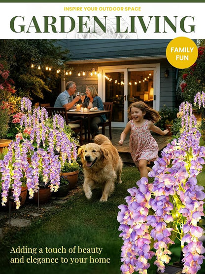 GIGALUMI Solar Lights Outdoor for Garden Decor, 3 Pack Solar Flower Lights Waterproof, 2 Lighting Modes Wisteria for Pathway,Yard, Patio Decoration, Gardening Gifts for Women (Purple)