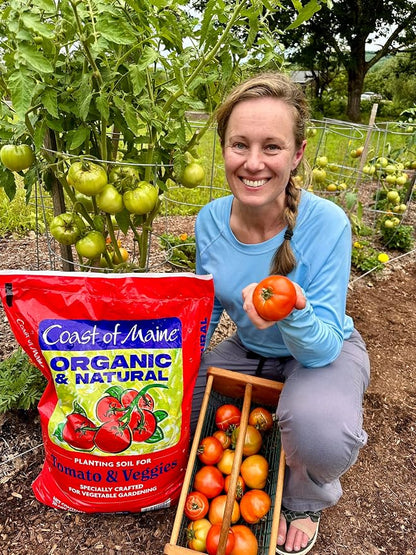 Coast of Maine Organic & Natural Planting Soil for Vegetables & Tomatoes - Premium Planting Soil w/ Composted Manure, Sphagnum Peat Moss for Multi Use Ground & Containers - Enhanced Drainage (20 Qt)