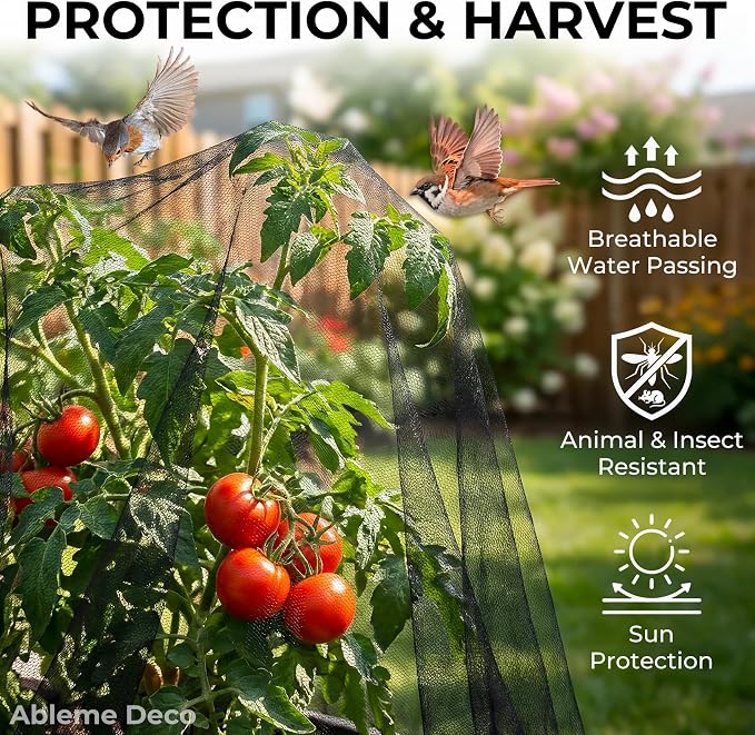 Mosquito Netting Garden 20x10Ft, Garden Mesh Netting, Fly Insect Bird Net Barrier for Plant Protection Net for Patio Outdoor Use (Black, 20x10FT)