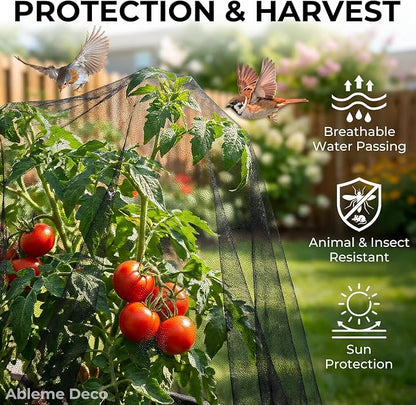 Mosquito Netting Garden 20x10Ft, Garden Mesh Netting, Fly Insect Bird Net Barrier for Plant Protection Net for Patio Outdoor Use (Black, 20x10FT)