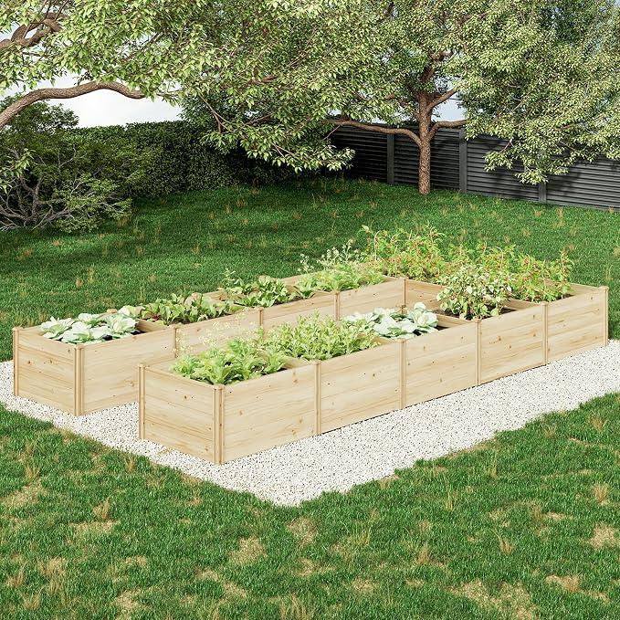 AMERLIFE U-Shaped Raised Garden Bed, Free Combination Outdoor Wooden Raised Garden Bed Planter with 19.6" Depth Planter Box, 7.5Wx15Dx1.6H