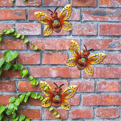 Garden Decor Metal Bee Wall Art Sculpture, Large Bee art Garden Decoration | BVLFOOK; Hanging for Outdoor & indoor; Yard Lawn Patio; Living Room décor; Bedroom; 3 Pack; Gift for Family
