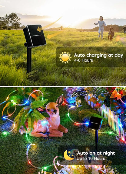 Brightown 2 Pack Total 78FT 200LED Solar Rope Lights, Multicolor | IP65 Waterproof Solar Fairy Lights with 8 Lighting Modes, Outdoor String Lights for Party Garden Yard Holiday Tree Decoration