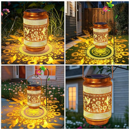 Gifts for Mom, Solar Lanterns Outdoor, Mother Birthday Gift from Daughter Son, Metal Solar Hanging Hummingbird Lights with Shepherd Hook for Outside Garden Yard Patio Pathway