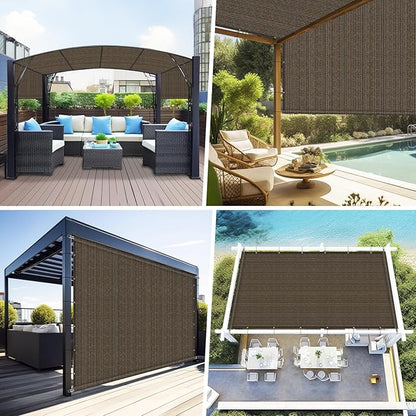 Shade&Beyond 6'x16' Pergola Shade Cover Canopy Replacement Cover, Mocha | 200GSM HDPE Privacy Shade Screen Panel with Weighted Rods & Grommets, 90% UV Block Outdoor Sun Shade Cloth for Patio Porch