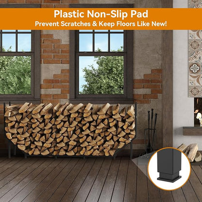 6 ft Firewood Rack Outdoor, Heavy Duty Metal Fire Wood Rack for 880LBS Capacity, 1/4 Cord Log Holder with 12 Support Legs for Patio, Porch and Indoor Fireplace