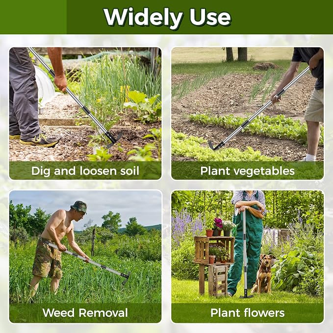 Weed Puller Tool with Long Handle - 44" Heavy Duty Manual Weeder & Garden Hoe, 2 in 1 Uprooting Tool for Yard, Lawn, Flower Bed, and Patio, Durable Weed Remover for Gardening (44")