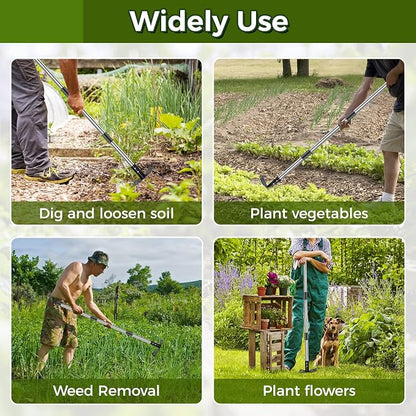 Weed Puller Tool with Long Handle - 44" Heavy Duty Manual Weeder & Garden Hoe, 2 in 1 Uprooting Tool for Yard, Lawn, Flower Bed, and Patio, Durable Weed Remover for Gardening (44")