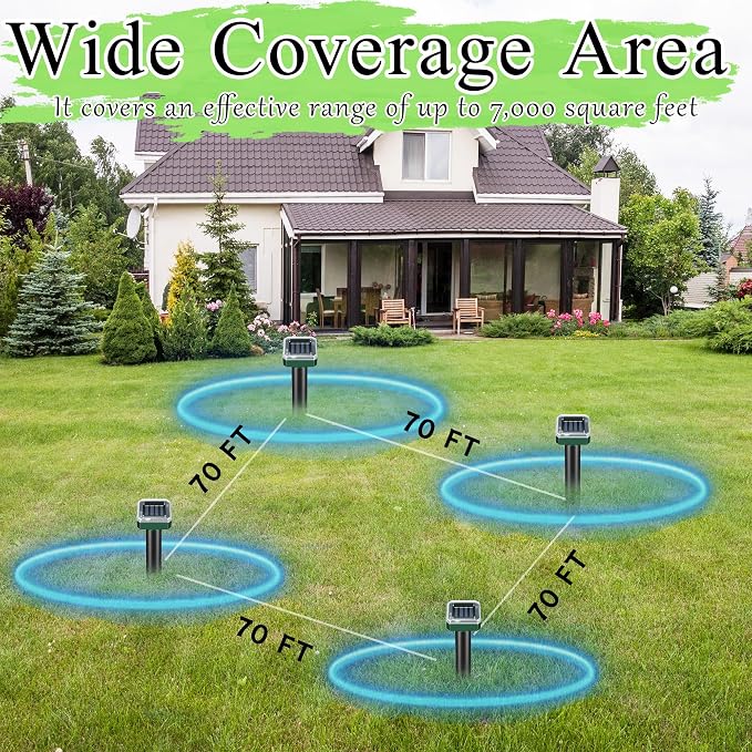 Mole Repellent Solar Powered, Snake Vole Repellent Outdoor Waterproof,Upgraded Ultrasonic Deterrent Groundhog Squirrel Gopher Deer and Chipmunk for Garden Lawns & Yard,10 Pack