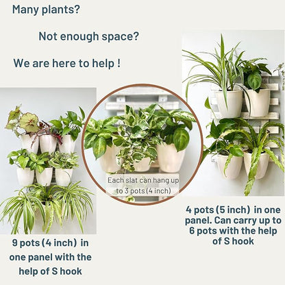 ShopLaLa Wooden Wall Planters - 2 Pack Wall Hanging Planters for Indoor Plants, White Rustic Wood Wall Mounted Flower Pot Holder Vertical Succulent Orchid Airplant Frame Display 15.7" (40cm)