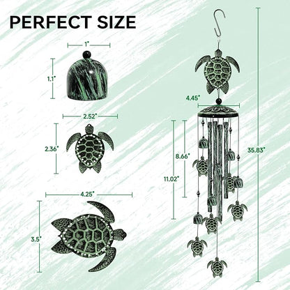 Turtle Wind Chimes for Outside, 36" Large Windchimes Outdoors, Sea Turtle Decor Memorial Wind Chimes for Outdoor, Sympathy Gifts & Home Yard Patio Decoration