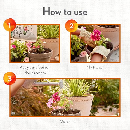 Whitney Farms Organic & Natural All Purpose Plant Food 9-2-6 - Fertilizer for Vegetable Garden, Flower Garden, In-Ground, Raised Bed, & Container Vegetables, Flowers, Fruits, and Herbs, 4 lb.