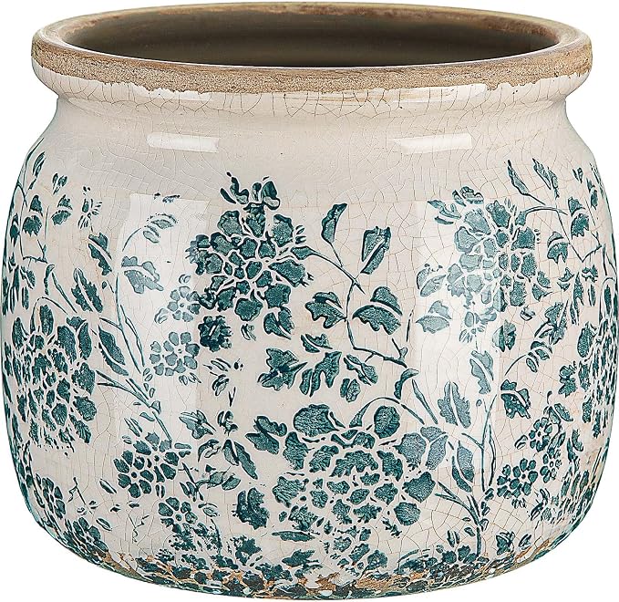 Vintage Planter Large Ceramic Plants Pot Green Vintage Rose Ice Crack Cottage Scroll Vase Flower Vase Pot Indoor Plants Home Kitchen Decor Farmhouse Antique Decorative Gifts