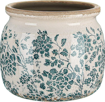 Vintage Planter Large Ceramic Plants Pot Green Vintage Rose Ice Crack Cottage Scroll Vase Flower Vase Pot Indoor Plants Home Kitchen Decor Farmhouse Antique Decorative Gifts