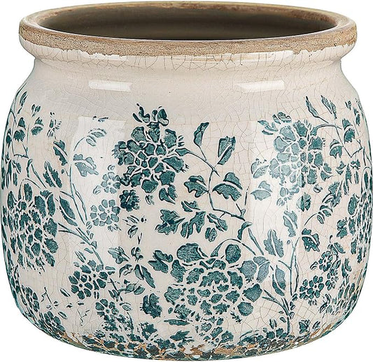 Vintage Planter Large Ceramic Plants Pot Green Vintage Rose Ice Crack Cottage Scroll Vase Flower Vase Pot Indoor Plants Home Kitchen Decor Farmhouse Antique Decorative Gifts
