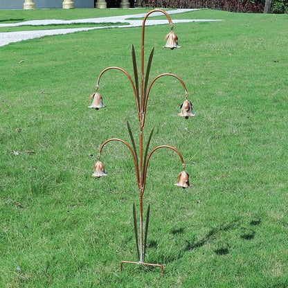 Gardens Metal Flowers with Bells for Outside Garden Art, Decorative Garden Stakes, Outdoor Decoration for Patio Garden Decor.