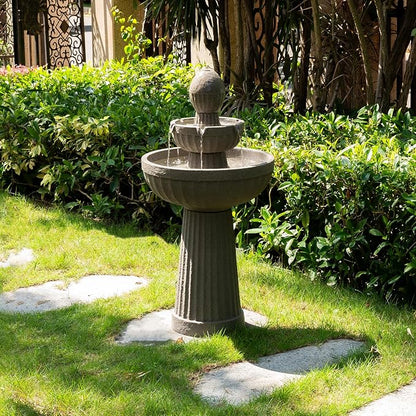 37.80” H Outdoor Water Fountain Made with Eco-Friendly Recyclable Materials, Polyethylene Cascading Waterfall Water Fountain Outdoor, Garden Decor with LED Light for Patio, Backyard (Andesite)
