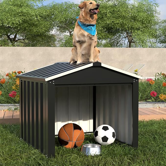 REEMOON 3x3 FT Metal Robot Mower Garage, Small Outdoor Shed, Black | Open-front metal shelter for robot mowers, garden tools, trash bins, and small backyard equipment; assembly required.