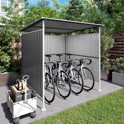 6x6FT Open Air Storage Shelter, Metal Outdoor Garden Shed, Doorless Patio Organizer for Bikes Motorcycle BBQ Tools Pet House Weather Resistant Backyard Storage Cover Canopy Utility Shelter