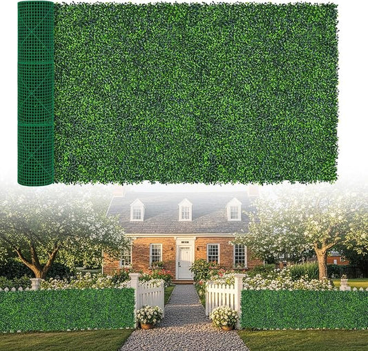 Artificial Boxwood Roll, 60x160 in (67 sqft) UV-Anti Faux Ivy Grass Wall Backdrop for Balcony Privacy, Fake Grennery Wall Decor for Garden, Patio, Backyard