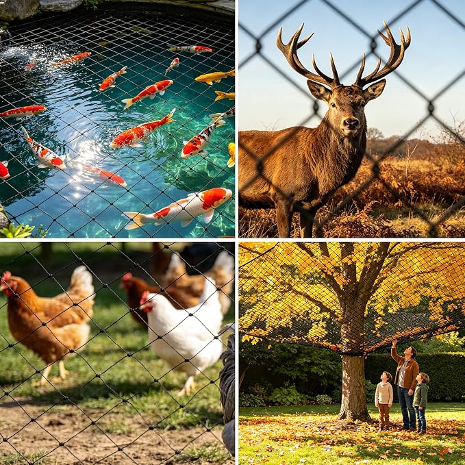 Jollybower Bird Netting 25'x25' Heavy Duty Nylon, 3/4" Square Mesh Poultry Chicken Coop Netting, Garden Netting for Fruit Trees Plants Against Hawks Wild Animals
