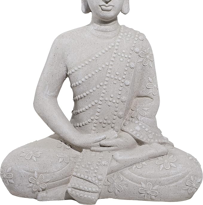 Deco 79 Magnesium Oxide Buddha Decorative Garden Sculpture Indoor Outdoor Garden Statue, Outdoor Sculpture 19" x 13" x 28", Gray