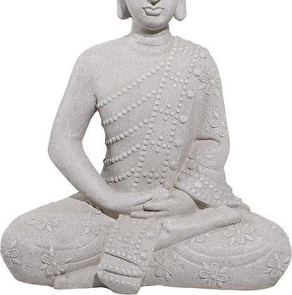 Deco 79 Magnesium Oxide Buddha Decorative Garden Sculpture Indoor Outdoor Garden Statue, Outdoor Sculpture 19" x 13" x 28", Gray